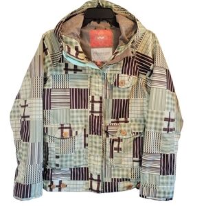 Y2K Foursquare Green Brown 2-piece Snowboarding Coat And Pants Set